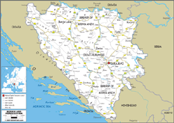 Bosnia Road Wall Map