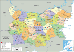 Bulgaria Political Wall Map