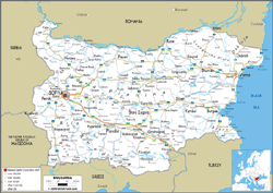 Bulgaria Road Wall Map