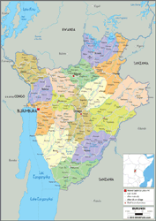 Burundi Political Wall Map