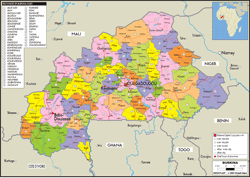 Burkina Political Wall Map