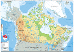 Canada Physical Wall Map