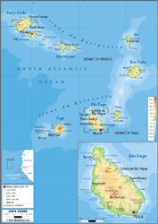 Cape Verde Physical Wall Map