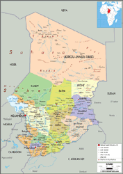 Chad Political Wall Map
