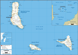 Comoros Road Wall Map