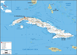 Cuba Road Wall Map