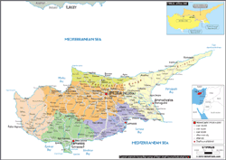 Cyprus Political Wall Map