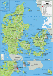 Denmark Physical Wall Map