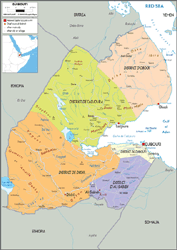 Djibouti Political Wall Map