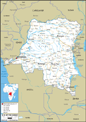 Democratic Republic of Congo Road Wall Map