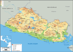 El Salvador Physical Wall Map