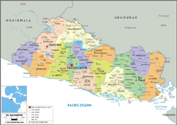 El Salvador Political Wall Map