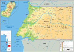 Equatorial Guinea Physical Wall Map