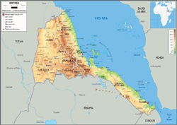 Eritrea Physical Wall Map