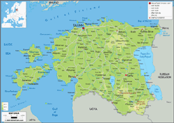 Estonia Physical Wall Map