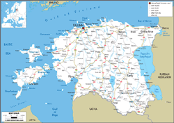 Estonia Road Wall Map