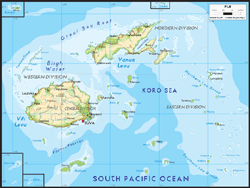 Fiji Physical Wall Map