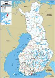 Finland Road Wall Map