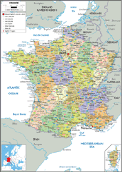 France Political Wall Map