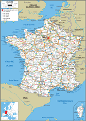 France Road Wall Map