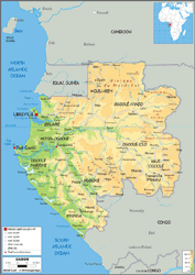 Gabon Physical Wall Map