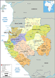 Gabon Political Wall Map