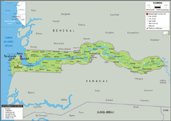 Gambia Physical Wall Map