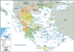 Greece Political Wall Map