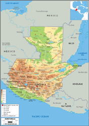 Guatemala Physical Wall Map