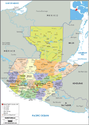 Guatemala Political Wall Map