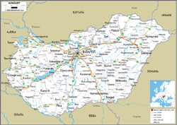 Hungary Road Wall Map