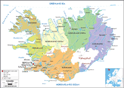 Iceland Political Wall Map