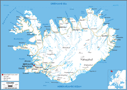 Iceland Road Wall Map