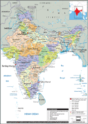 India Political Wall Map