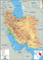 Iran Physical Wall Map