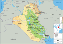 Iraq Physical Wall Map