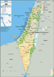 Israel Physical Wall Map