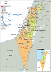 Israel Political Wall Map