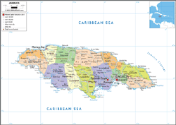 Jamaica Political Wall Map