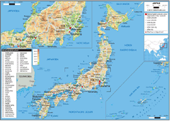 Japan Physical Wall Map