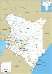 Kenya Road Wall Map
