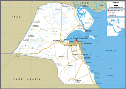 Kuwait Road Wall Map