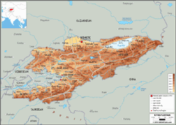 Kyrgyzstan Physical Wall Map