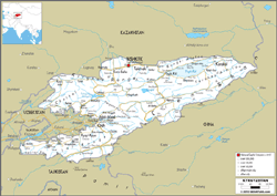 Kyrgyzstan Road Wall Map