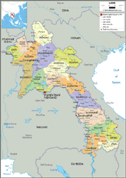 Laos Political Wall Map