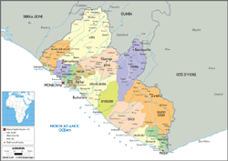 Liberia Political Wall Map