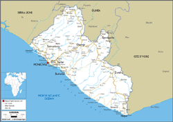 Liberia Road Wall Map