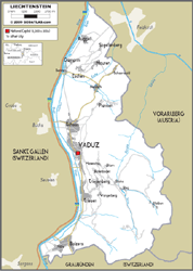 Liechtenstein Road Wall Map