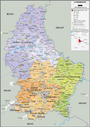 Luxembourg Political Wall Map