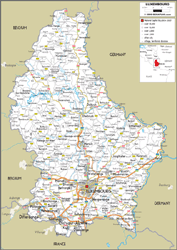 Luxembourg Road Wall Map